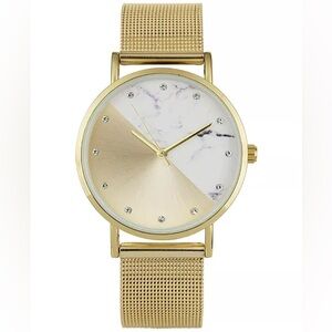 INC International Concepts Gold Tone Stainless Steel Mesh Bracelet Watch 36mm